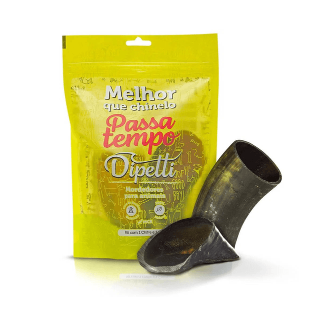 Mordedor Natural Passa Tempo Chifre e Casco Bovino Desidratado para Caes com 2 unidades - Dipetti