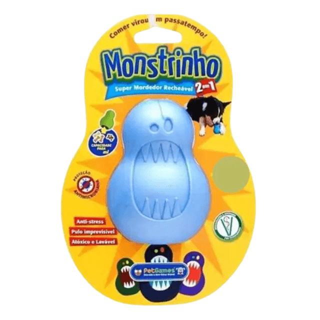 Brinquedo Mordedor Recheável Monstrinho Azul - Pet Games