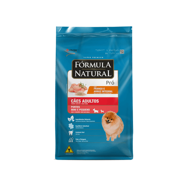 Racao Seca Formula Natural Pro Super Premium Sabor Frango e Arroz Integral para Caes Adultos Racas Minis e Pequenas 1kg - Adimax